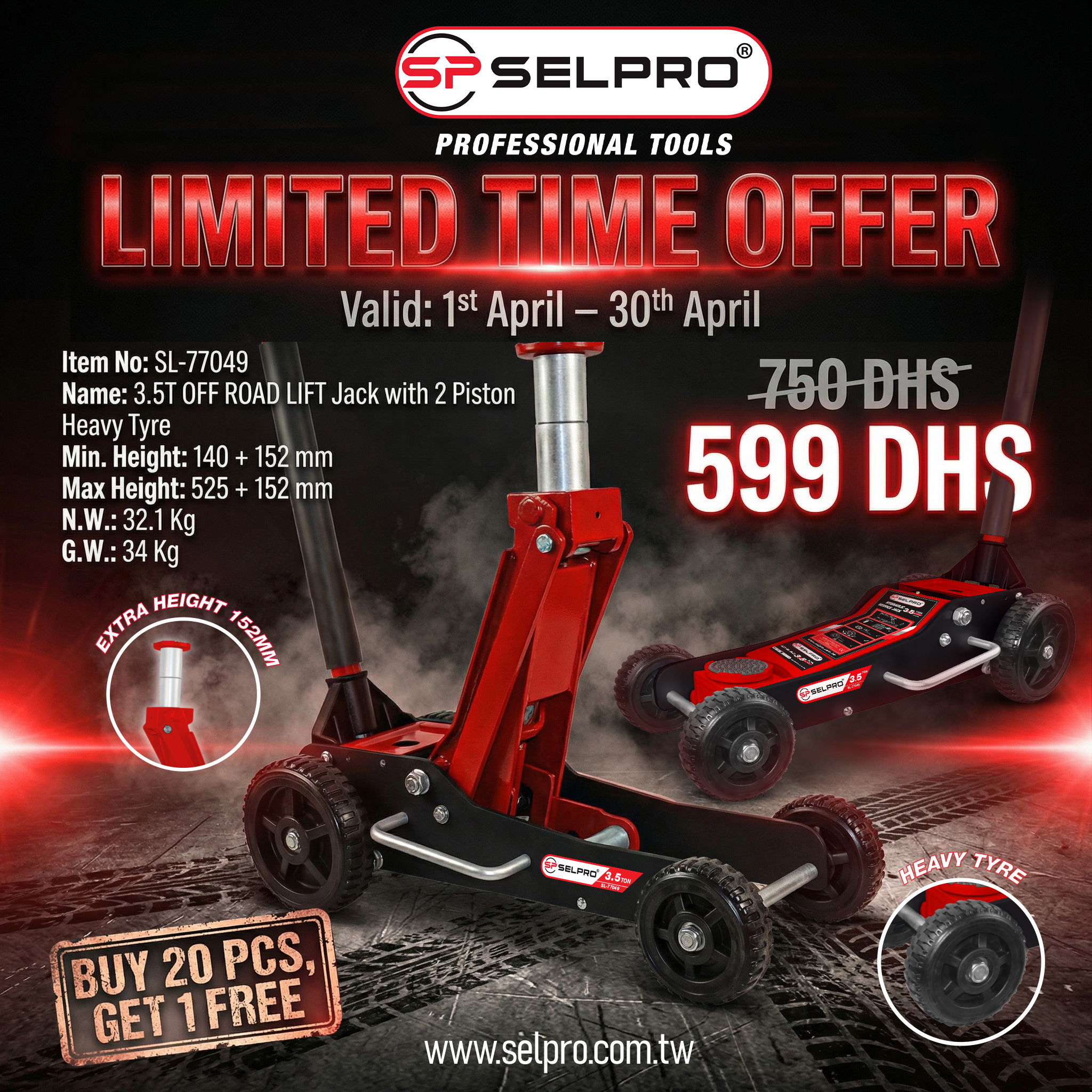 3.5 TON Hydraulic Service Aluminum Off Road Floor Jack.